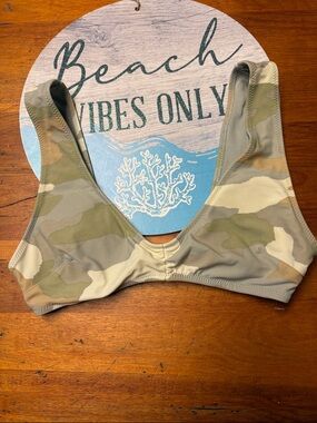 aerie Olive Camo Bikini Top - Green & Tan